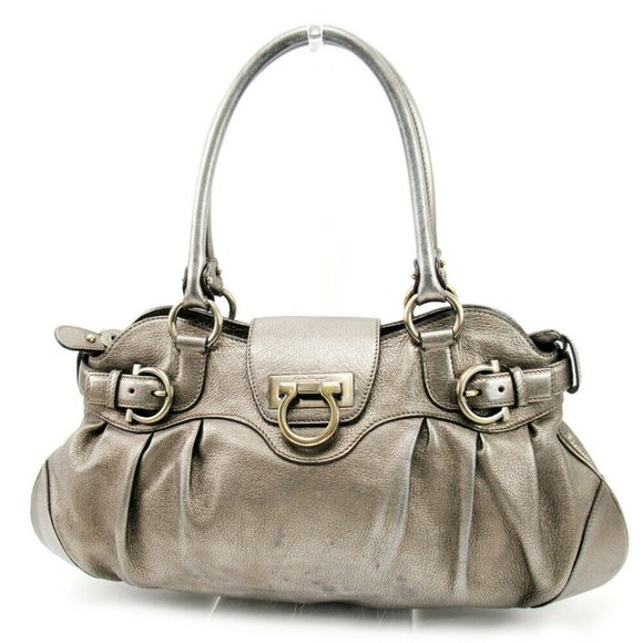 Authentic Salvatore Ferragamo Shoulder Bag Gancini Leather - Picture 1 of 9